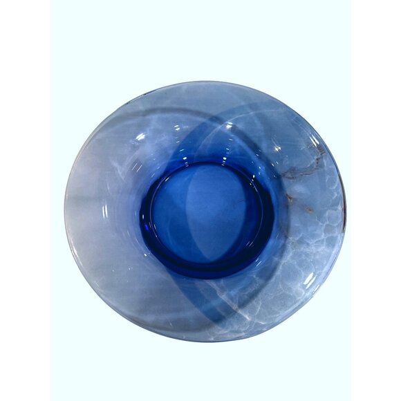 Mothers Day Perfect Gift Italian Cobalt Blue Glass Modern Style Fruit Bowl - Picture 1 of 7